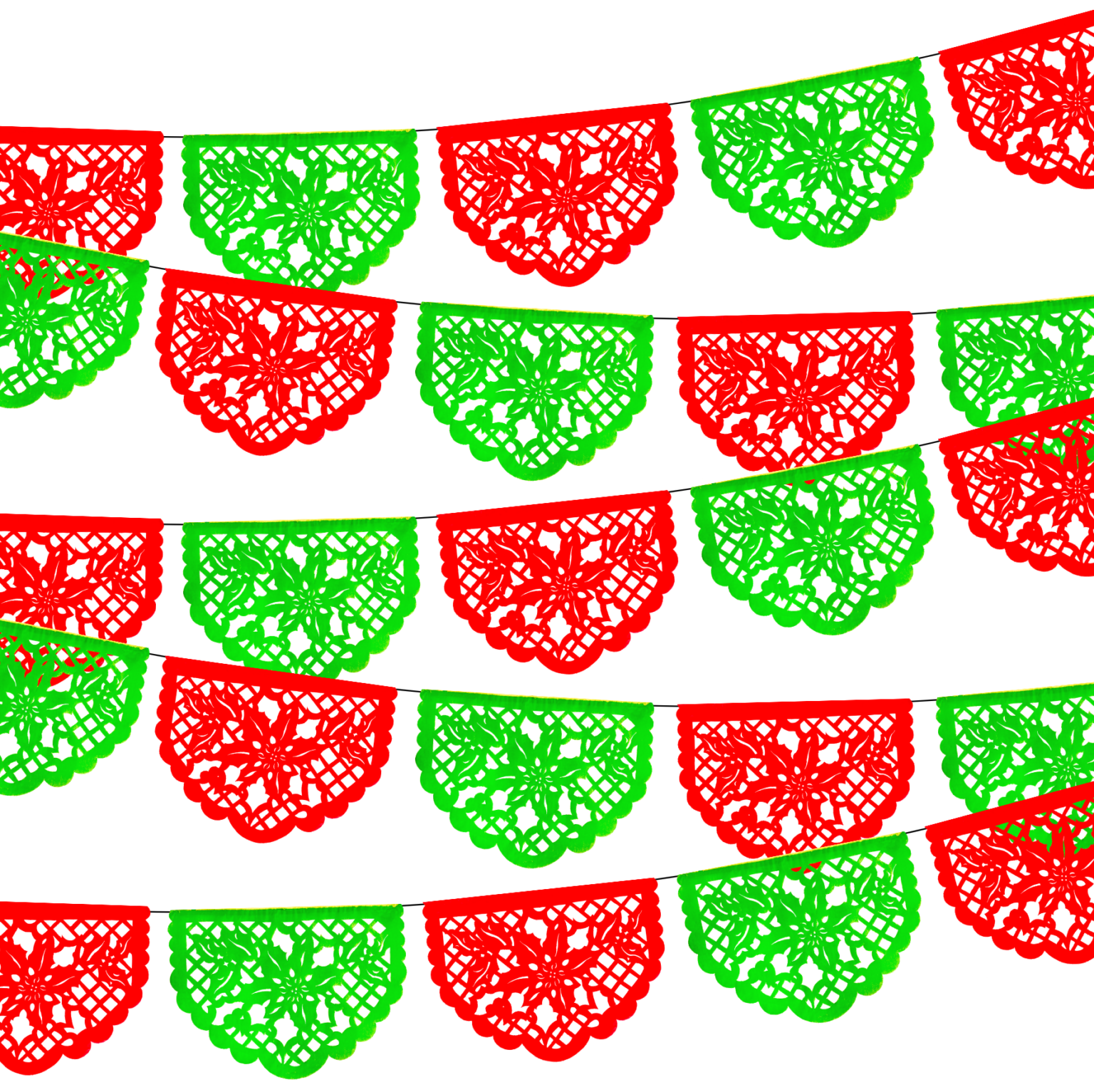 GUIRNALDA DE PAPEL PICADO NAVIDEÑO / NOCHEBUENA 1/2 PAPEL CHINA - KIT